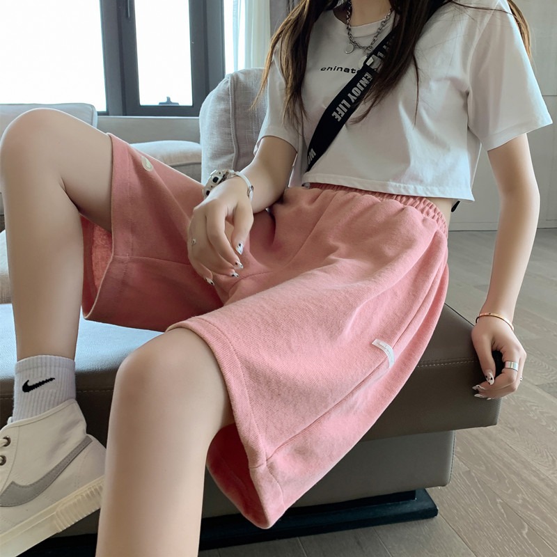厂家批发运动短裤女夏季高腰阔腿宽松直筒休闲外穿中学生五分裤子
