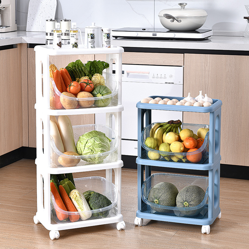 Storage Basket Kitchen Crack Trolley Floor Bathroom Storage Rack Fruit and Vegetable Storage Drain Rack Storage Box 0337