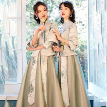 中式伴娘服春夏秋新款中国风仙气质收腰显瘦婚礼姐妹团礼服