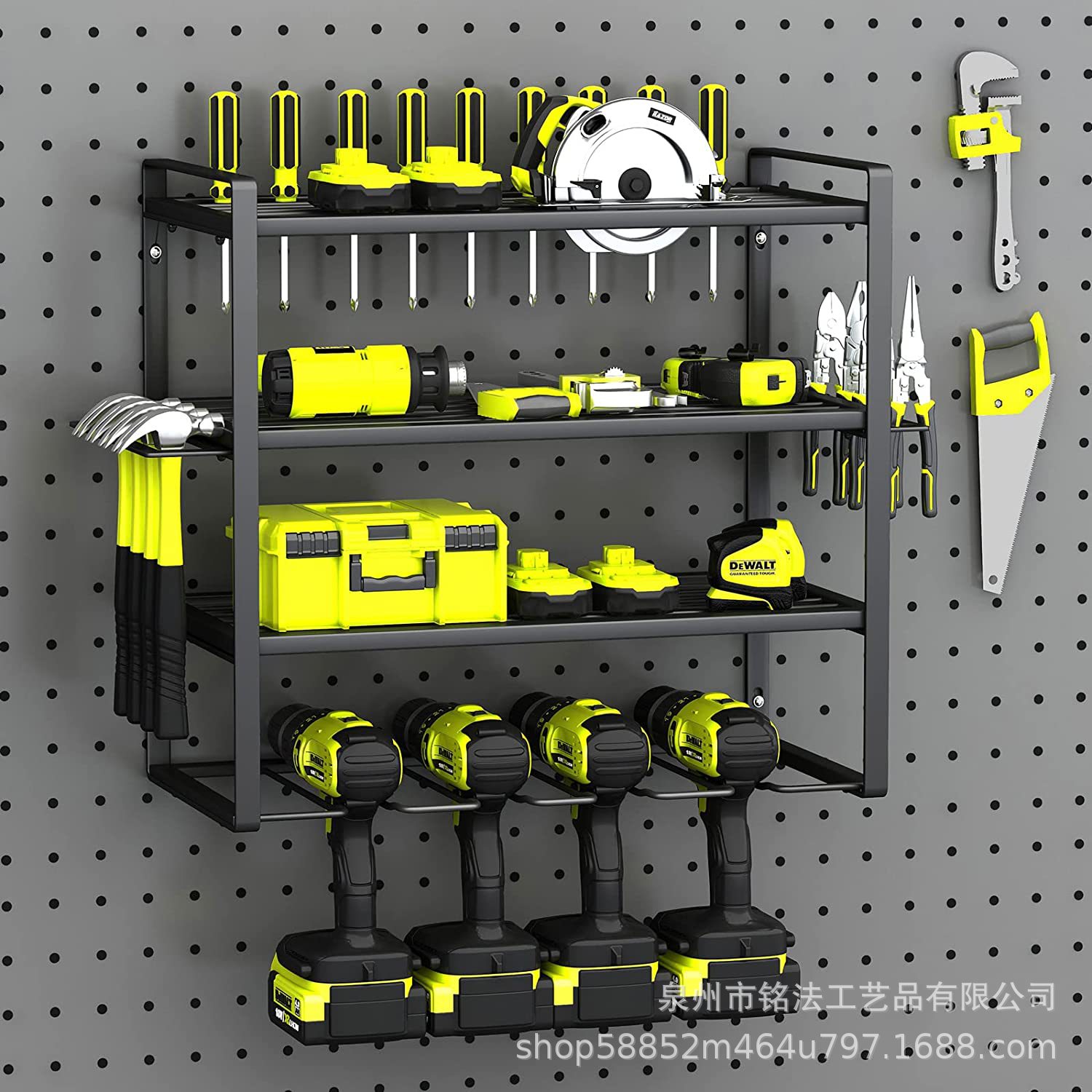 重型工具收纳架金属电动工具存储手持工具的壁挂式机架车库存储架