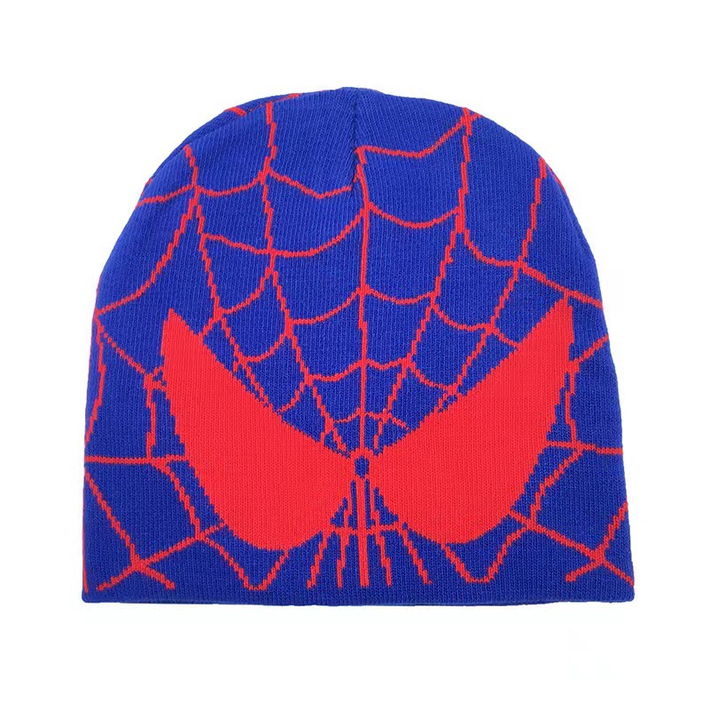 Best Seller in Europe and America Spider-Man Mesh Knitted Hat Man and Woman Cartoon Beanie Hat Warm Hat Winter Foreign Trade Pullover Hat