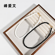 复古轻奢珍珠锁骨链 简约小众设计颈链锁骨链黑白两色可选