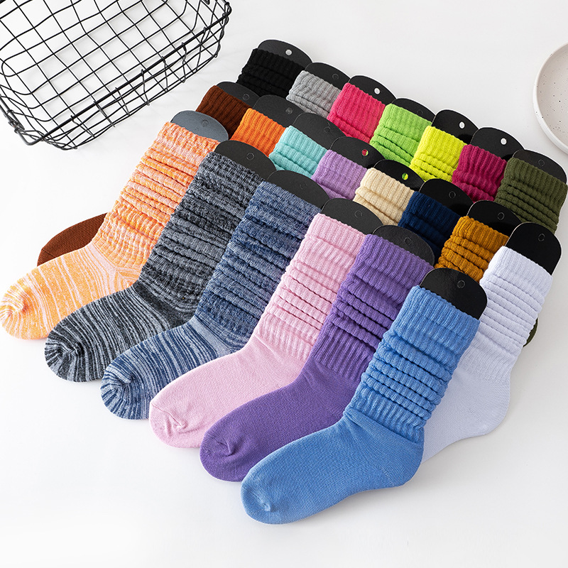 Solid Color Bunching Socks European and American Male and Female Stockings Warm Support Hosiery Cross-Border Slouch Socks Bubble Socks Manufacturer