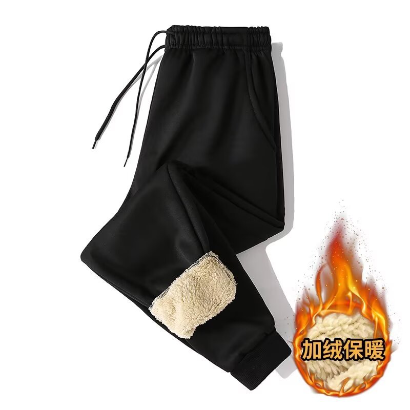 羊羔绒运动裤男士秋冬季2024新款休闲棉裤大码加绒加厚束脚卫裤子