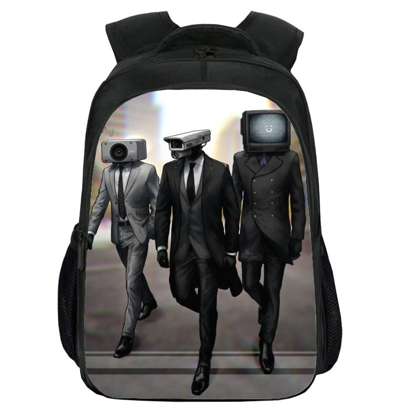 New Pattern Print Toilet Double-Layer Schoolbag Cartoon Skibidi Toilet Student Computer Backpack Can Be Sent on Behalf