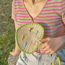 手工编织扇子彩色小蒲扇夏天户外清凉少女配饰弹簧绳可爱迷你随身