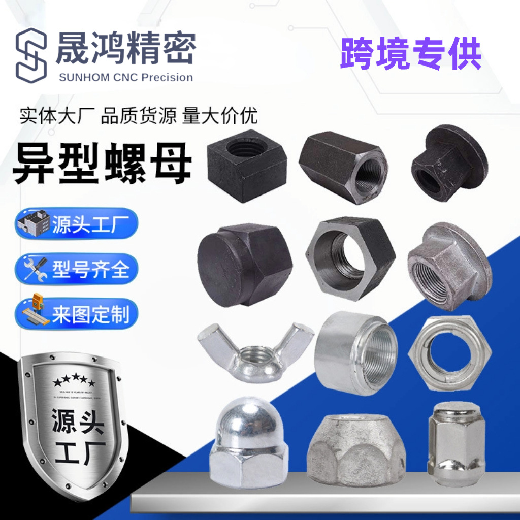 跨境专供非标螺母五金紧固件冷镦异型螺母加工汽车摩托车五金配件