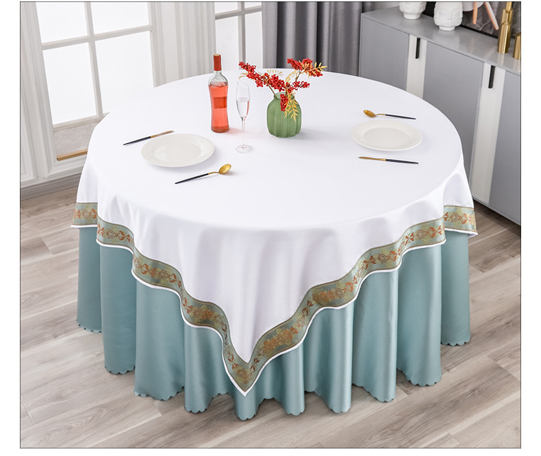 双层高档镶边桌布酒店宴会桌布大圆桌台布饭店餐厅宴会双层茶几布