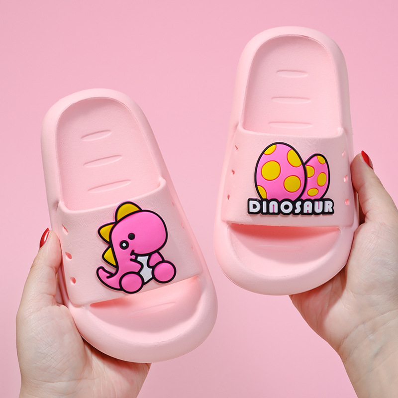 Children's Slippers Summer Boys and Girls Baby Home Outdoor Wear Bathroom Bath Non-Slip Soft Bottom Kid Cartoon Dinosaur Sandals