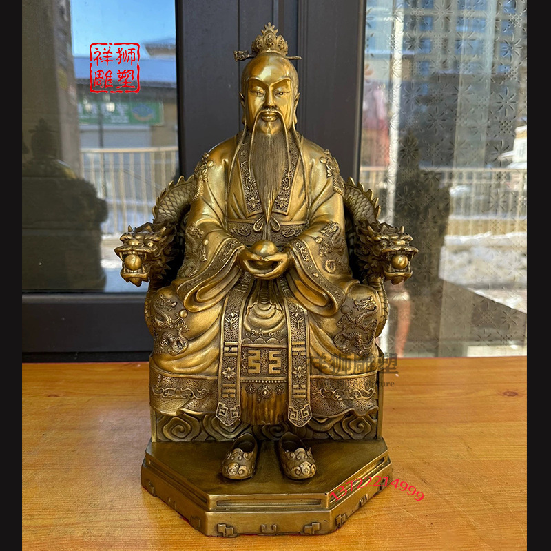 祥狮纯铜三清道祖神像道家祖师爷摆件太上老君道德元始灵宝天尊像