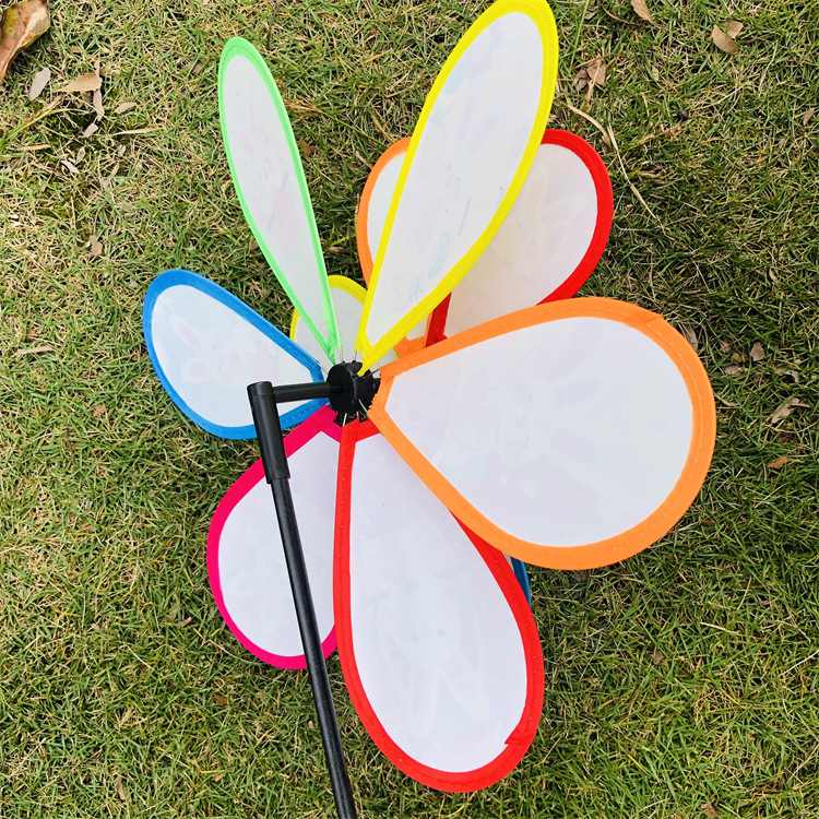 New Double-Layer PPC Cartoon Rabbit Windmill Creative Decorating Windmill Rabbit Year Outdoor Activities Hand Toy Style