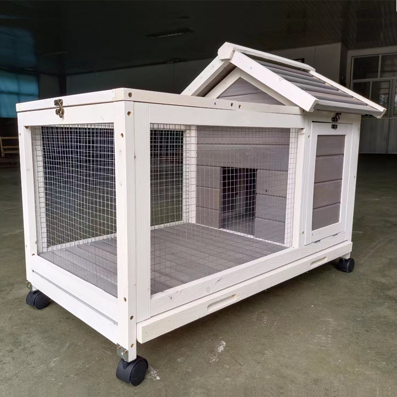 户外木制兔笼易清洗兔舍小型家养兔子笼屋顶可开兔窝芦丁鸡笼子