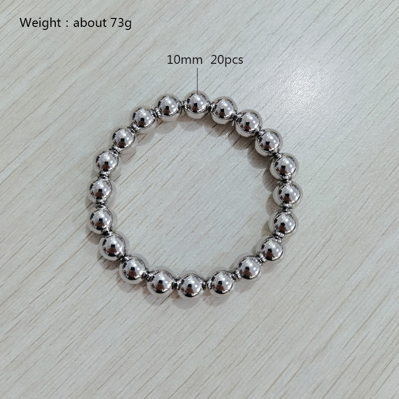 High-End Fashion Simple Beaded Bracelet No Fading Waterproof Ornament Women's Stainless Steel Beads Elastic String Bracelet