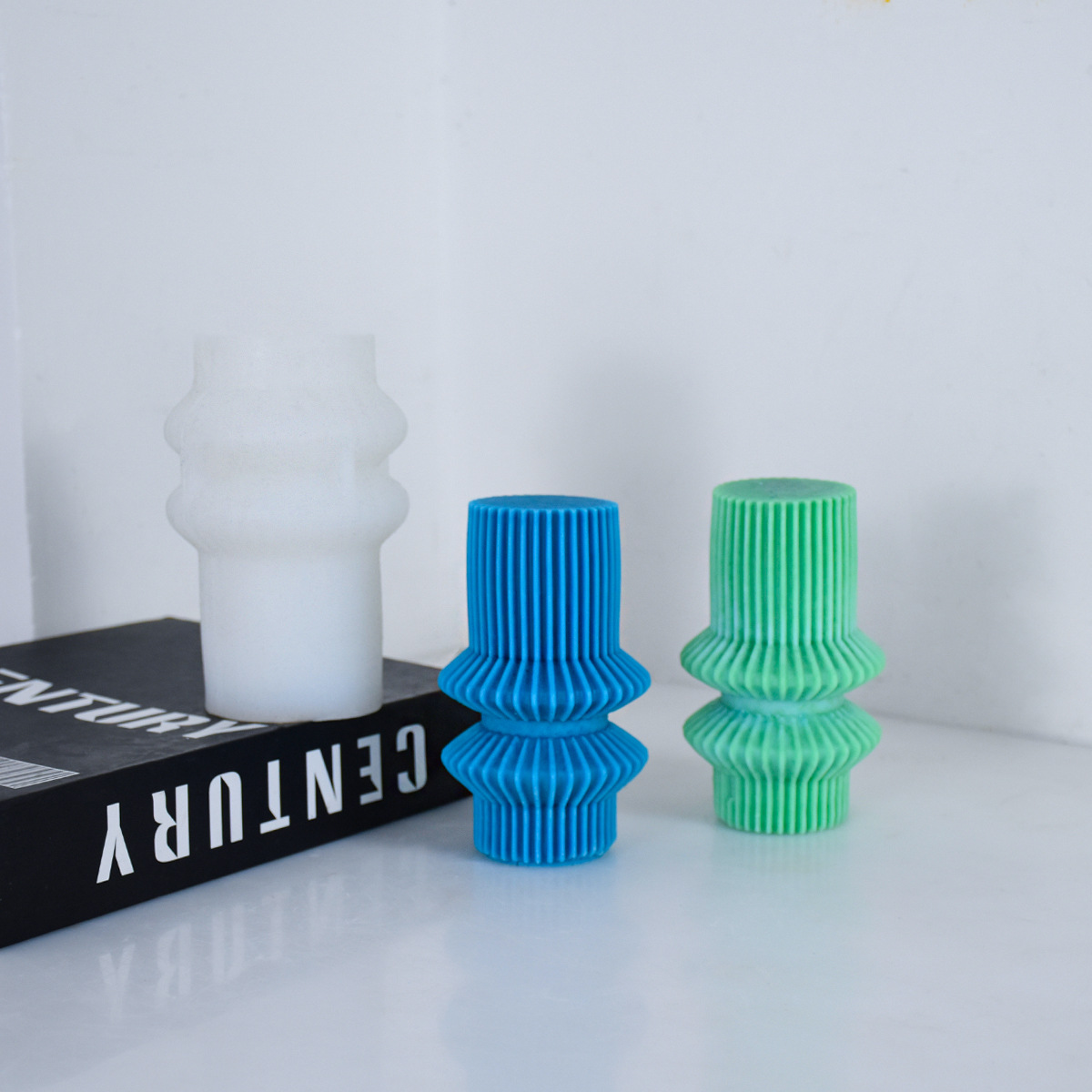 European-Style Striped Roman Column Candle Silicone Mold DIY Handmade Creative Origami Pattern Pillar Aromatherapy Candle Ornaments