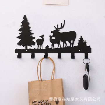 现货装饰挂钩钥匙收纳金属铁艺挂钩玄关卧室壁挂衣帽钩门后挂架