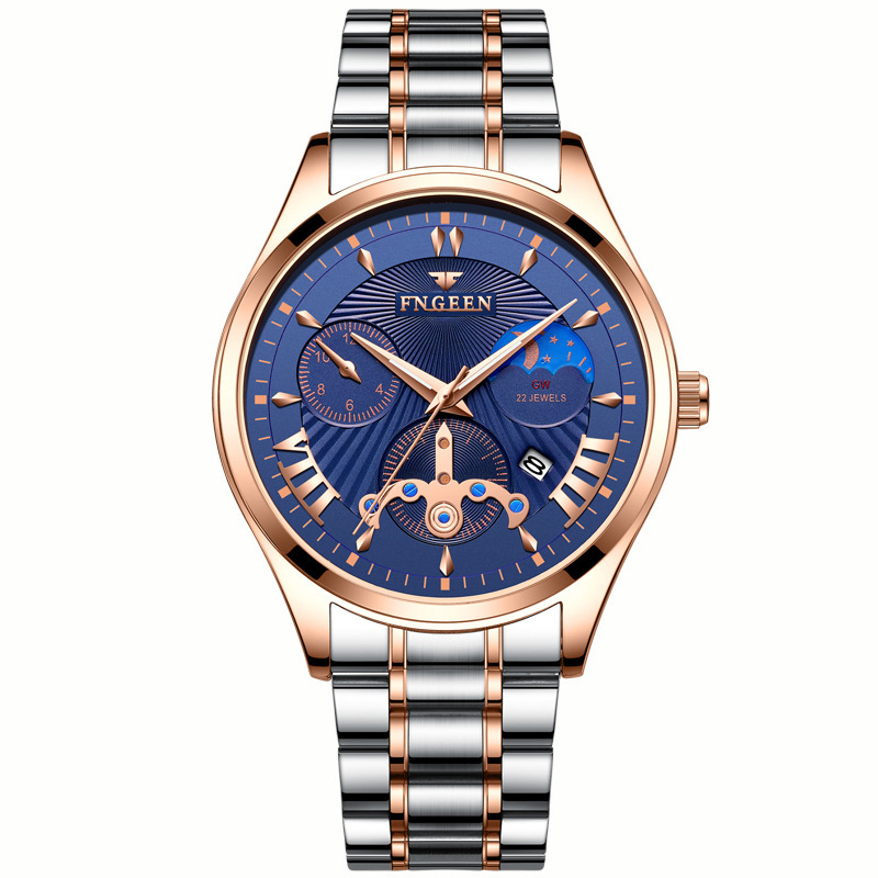 芬尊手表男士非机械表防水夜光男表正品真皮带潮时尚2018学生新款