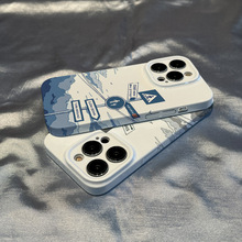 蓝色路标菲林手机壳适用于苹果14promax小众iPhone13高级感12硬壳