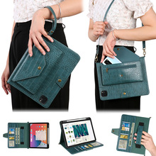 鳄鱼纹拉链信封肩包适用iPad 12.9 2021平板套插卡iPad Pro保护套