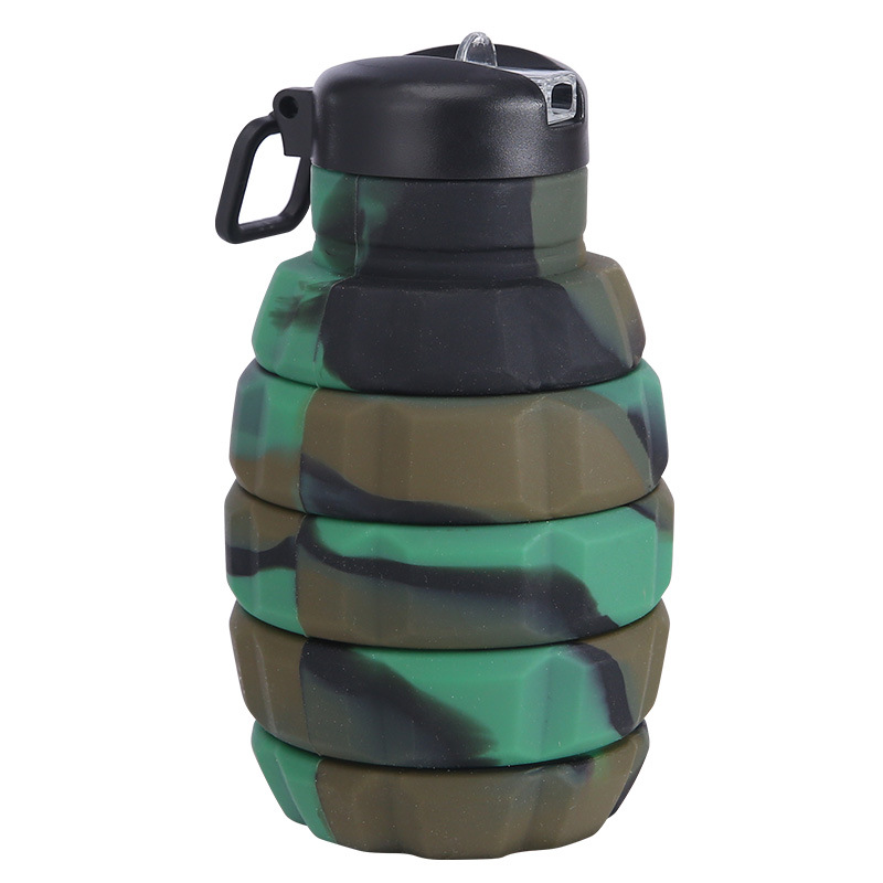 New Platinum Silicone Grenade Folding Kettle Creative Retractable Outdoor Sports Portable Water Bottle Cross-Border Water Cup