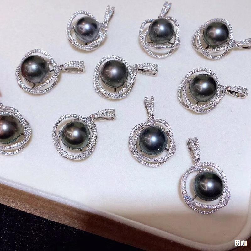 天然原色大溪地海水黑珍珠吊坠 基本无瑕 珠光细腻 干净光滑 批发