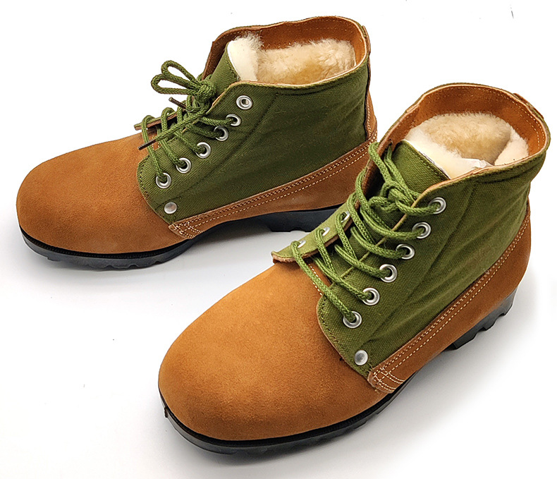 强人3515防寒靴冬季加绒保暖羊毛毛皮鞋老人大头鞋军勾棉鞋靴子男