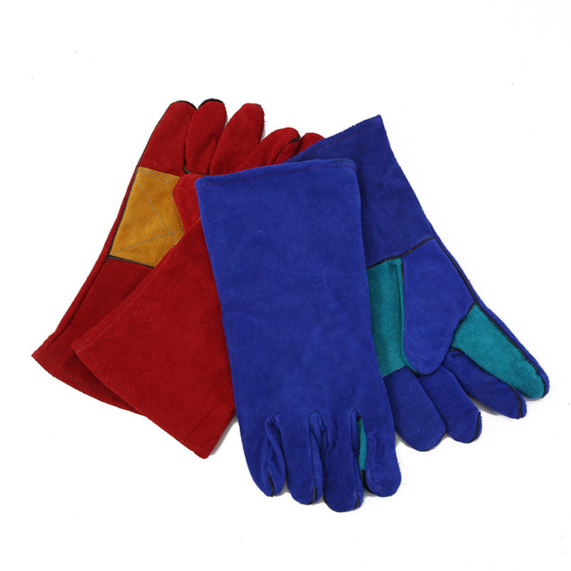 牛皮工作牛二层皮黄布黄皮劳保手套电焊工全掌驳掌手套厂家批发