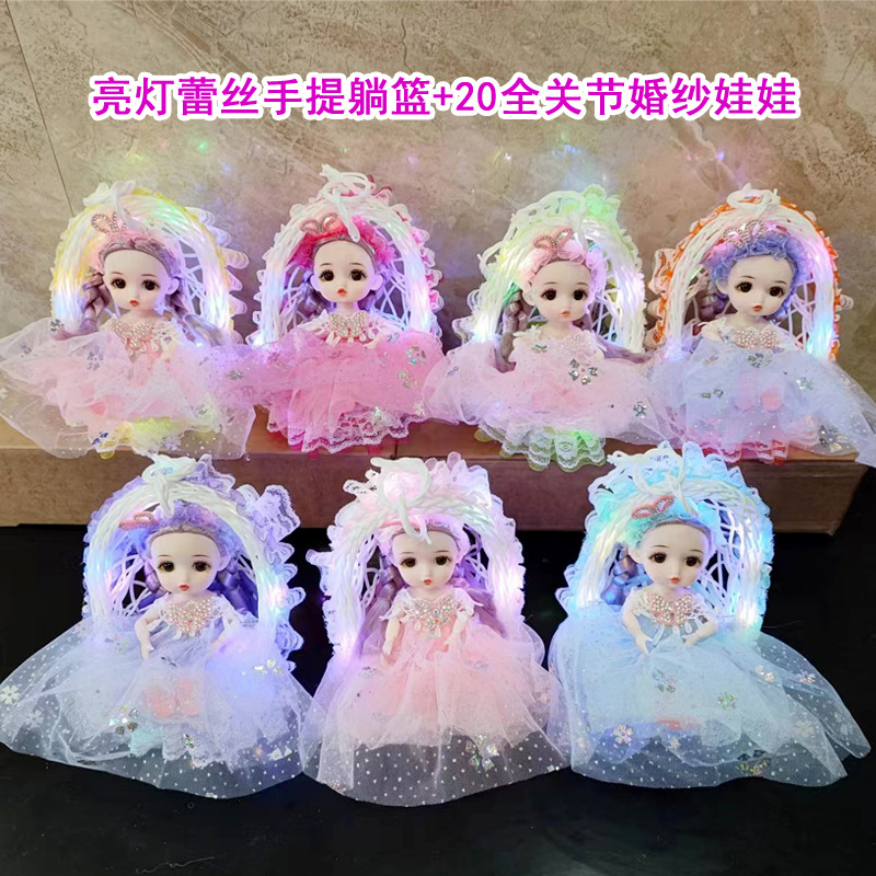 2023 Light-Emitting Hanging Basket Barbie Doll Flash Cabas Mermaid Figurine Doll Night Market Light Children's Toys
