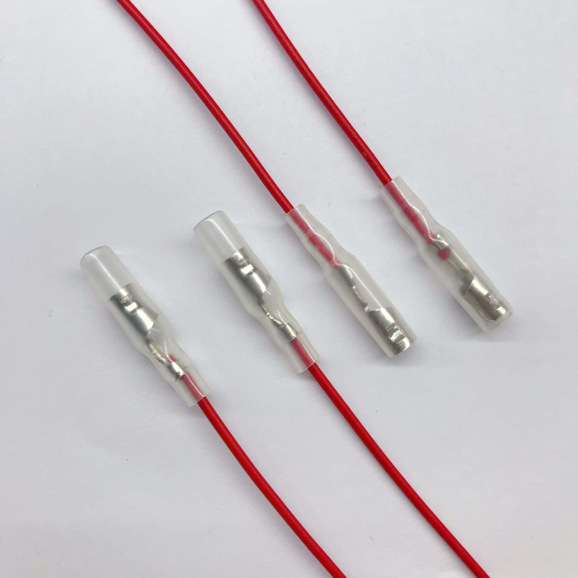 ul1007#18红线pcba板焊引线 头公母对家带透明护套端子连接线