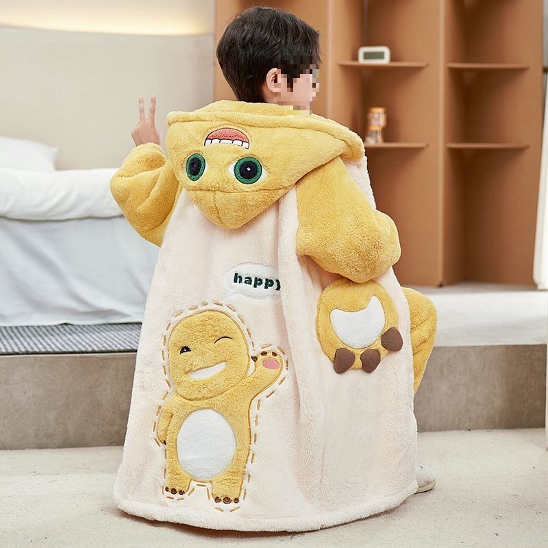 男童睡衣秋冬季珊瑚绒儿童睡袍奥特曼加厚款男孩中大童家居服套装