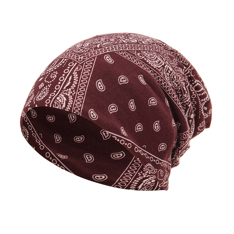 跨境新款热销腰果花纹扭扭帽女涤纶套头帽 简约时尚印花民族头巾