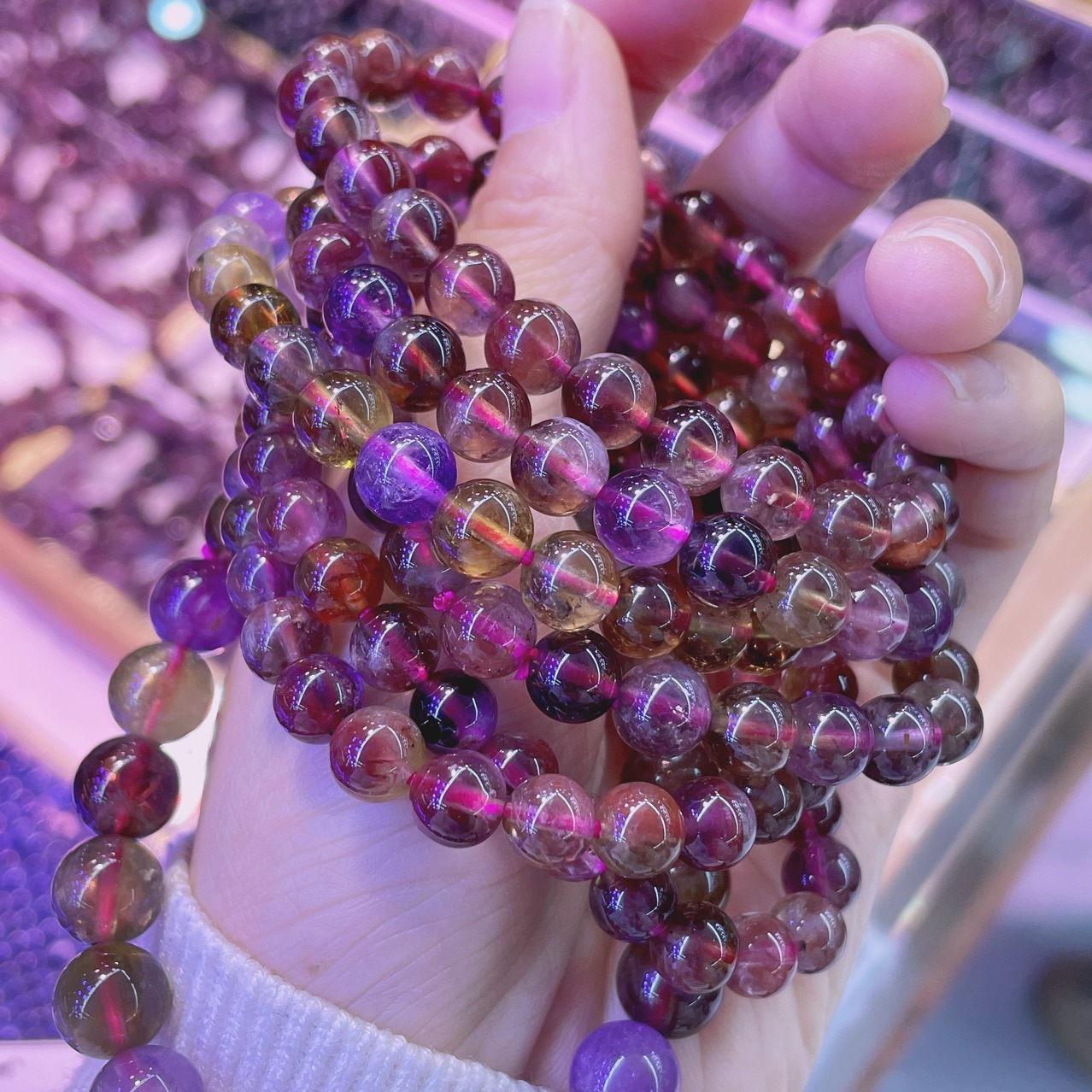 天然水晶极光23单圈手链手串男女情侣同款饰品过节送礼佳品