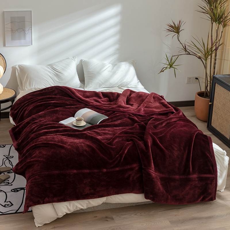 法兰绒毛毯被子冬季加厚双层珊瑚绒毯子床单人办公室午睡沙发盖毯