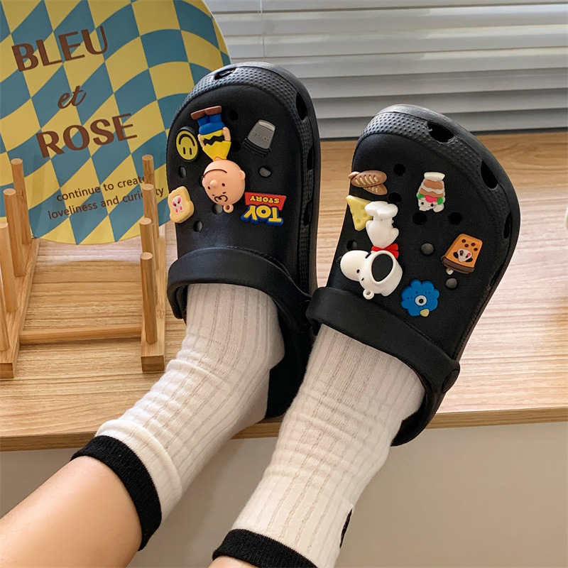 Korean Style Cute Dog Closed Toe Comfortable Hole Shoes Women's Summer Outdoor Casual Vacation Beach Sandals Women's Summer