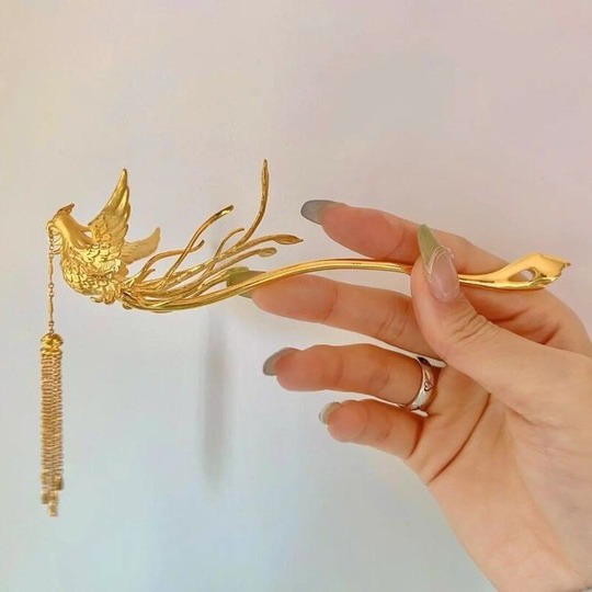 凤凰发簪古风秀禾汉服步摇流苏仿金簪子新娘凤钗婚嫁备婚送福礼物