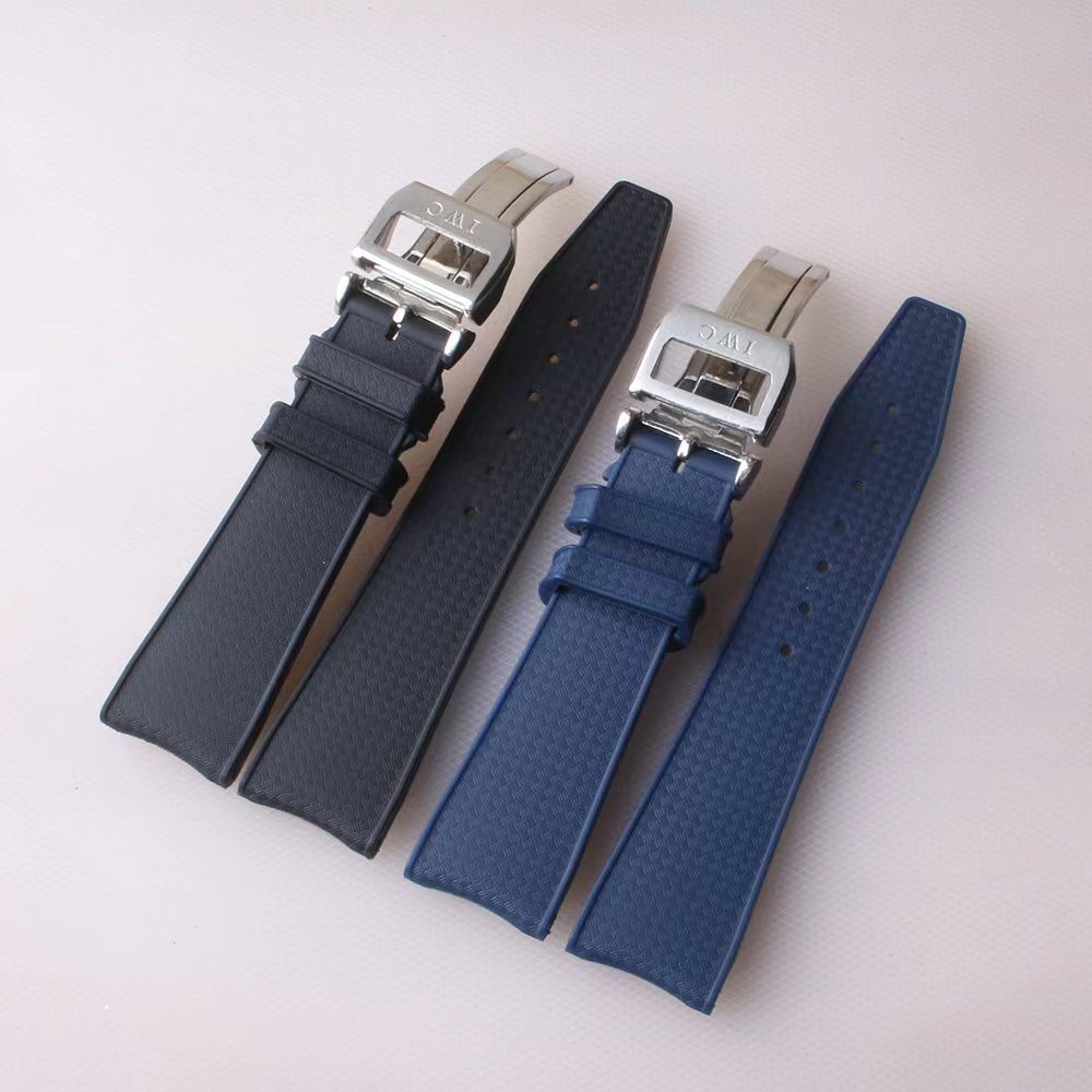 22mm弧形橡胶带适用万*锅葡萄牙硅胶手表带 男航海计时飞行员现货