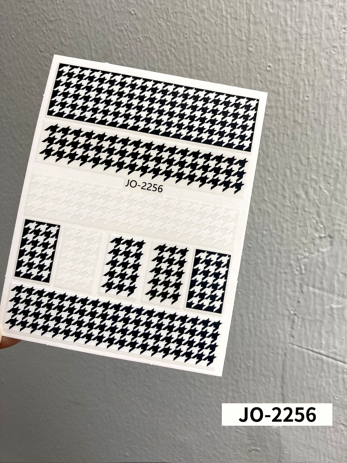Nail Beauty New Houndstooth Sticker Pink Blue Contrast Color Internet Celebrity Rhombus Simple Lines Black and White Belt Adhesive Nail