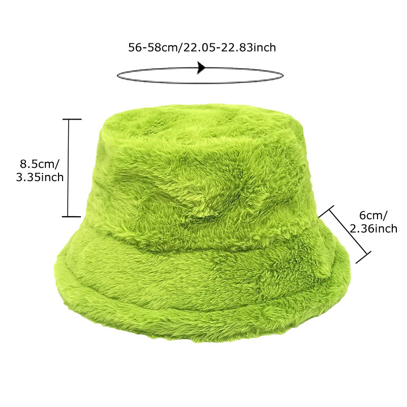 Amazon Hot Sale Solid Color Simple Imitation Rabbit Fur Bucket Hat European and American Autumn and Winter Outdoor Keep Warm Sunshade Plush Bucket Hat