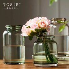 现代典雅花瓶摆件客厅桌面家居水培插花干花器摆设装饰品玻璃花瓶