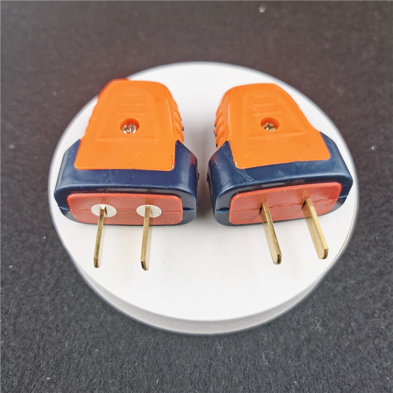 工厂直销10a二脚插工地抗摔插头固定纯铜家用二扁插头一体铜插头z