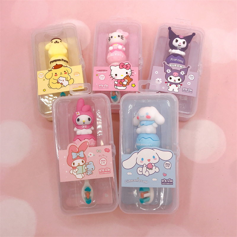 Children's Soft-Bristle Toothbrush Hair Toothbrush Does Not Hurt the Gum Toothbrush Kurumi White Dog Three-Dimensional Silicone Toothbrush