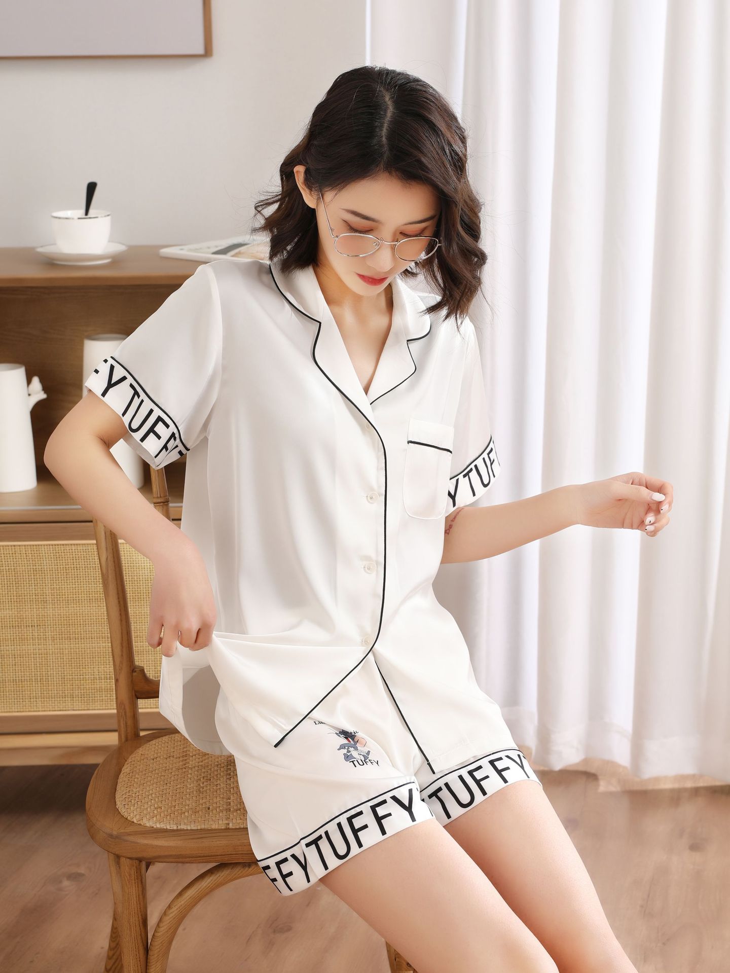 春夏新款睡衣女冰丝绸韩版短袖短裤休闲两件套装薄款可外穿家居服