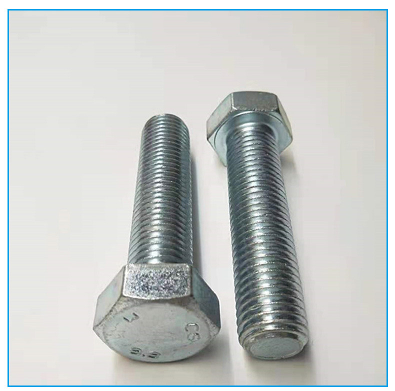 镀蓝白锌螺栓黄锌螺丝彩锌六角头螺栓88级高强度镀锌外六角螺栓