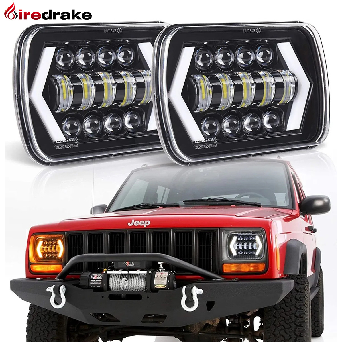 0成交39只led牧马人大灯 5x7卡车越野车方灯前照灯