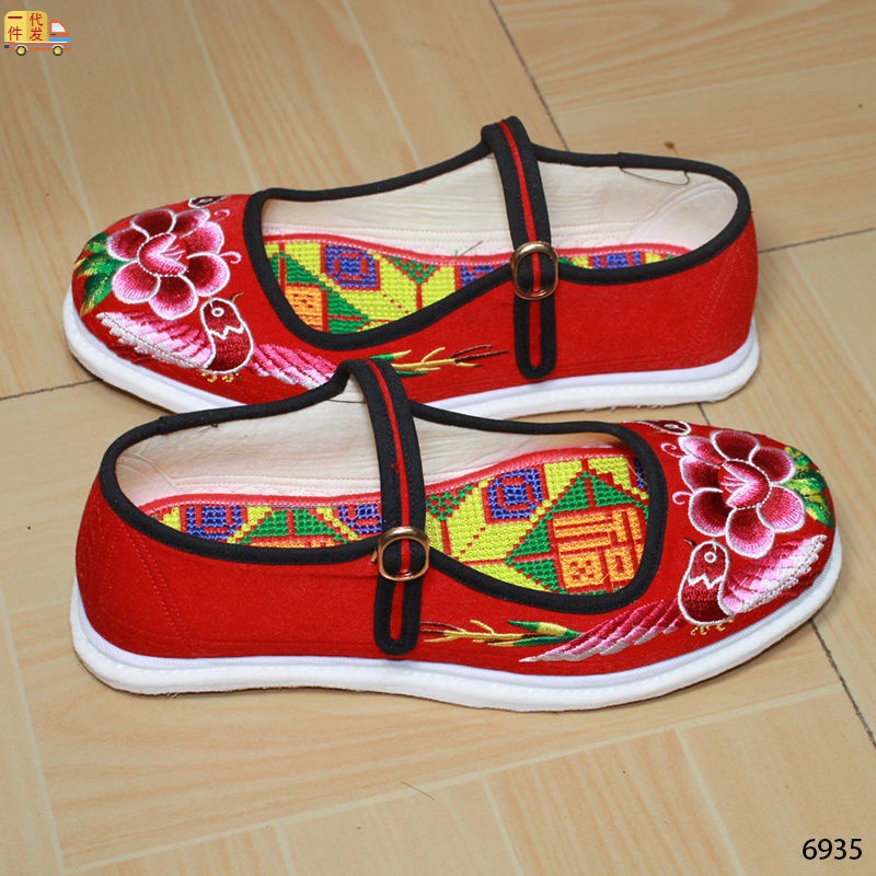 纯手工布鞋女一字扣千层底成人新娘嫁妆孕妇休闲农村纳底跨境