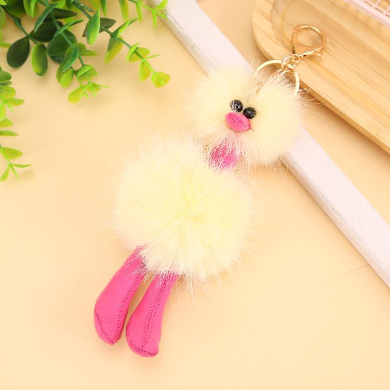 New Colorful Fur Ball Keychain Plush Ostrich Ornaments Plush Animal Modeling Backpack Key Chain Accessories Spot