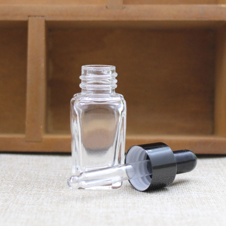 10ml方形透明精油瓶子玻璃香水精华胶头滴管分装空瓶现货批发
