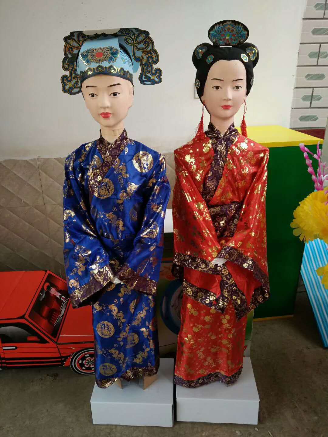 殡葬批发祭祀泡沫童男女1.6米金童玉女纸人纸扎塑料人