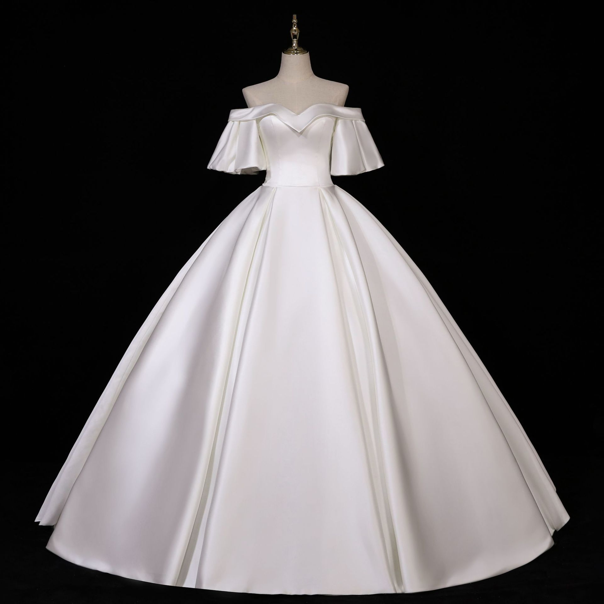 速卖通主婚纱2021新款欧美新娘结婚出门纱气质齐地独唱蓬蓬裙礼服