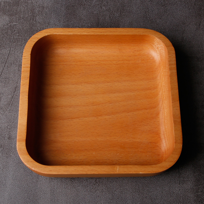 创意榉木干果盘子日式五格零食分格糖果盘客厅瓜果盒可加印logo