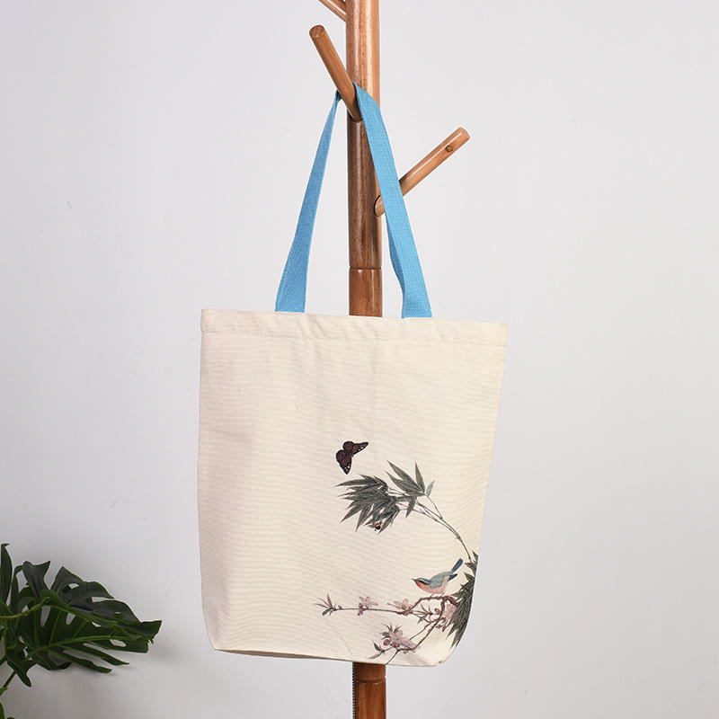 加工定制帆布袋简约大容量古风背包民族风帆布袋水墨国画帆布袋